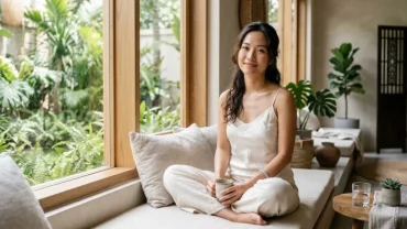 Hình ảnh phụ nữ Á Đông giúp minh họa vị trí nốt ruồi dưới ngực và các lưu ý y khoa quan trọng