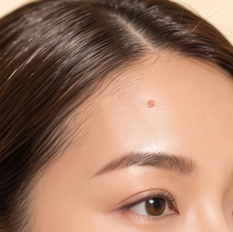 Nốt ruồi nằm sát đường chân tóc trên trán được xem là dấu hiệu của sự phú quý và tướng vượng phu