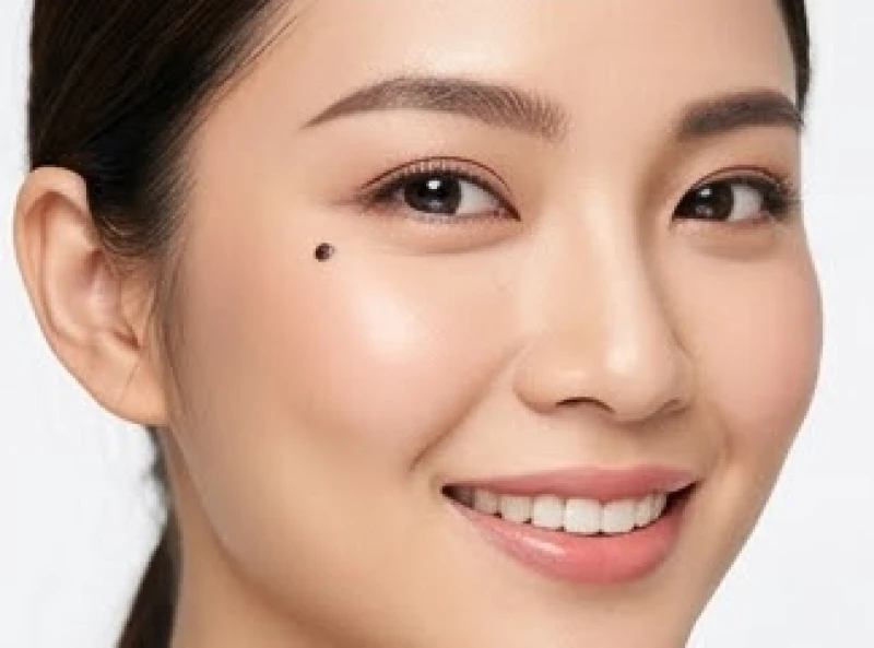 Gương mặt rạng rỡ của người phụ nữ có nốt ruồi duyên tại khóe mắt trái