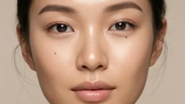 Cận cảnh khuôn mặt nữ giới với nốt ruồi lệ bên trái dưới bọng mắt tôn lên vẻ đẹp tự nhiên