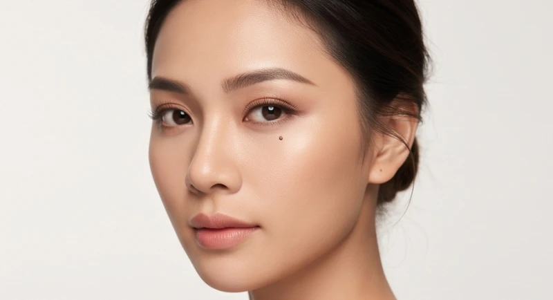 Nốt ruồi lệ ở nữ: Ý nghĩa vị trí, màu sắc và lưu ý tẩy an toàn 2 Khuôn mặt nữ giới với nốt ruồi lệ bên mắt trái thể hiện sự thông minh và nét buồn phảng phất
