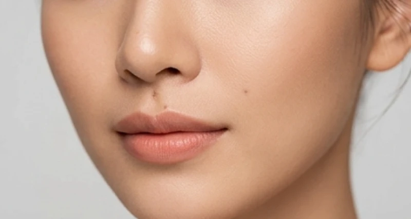 Cận cảnh nốt ruồi gần mép miệng và dưới cánh mũi ảnh hưởng đến sự thanh thoát của khuôn mặt
