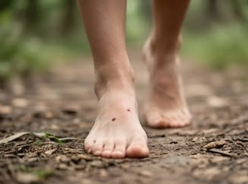Đôi chân trần bước đi trên con đường đất thể hiện sự bôn ba vất vả trong cuộc sống