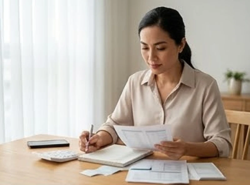 Nốt ruồi dưới nách mang ý nghĩa gì? Giải mã tướng số và y học 3 Người phụ nữ hiện đại đang ngồi ghi chép sổ sách quản lý tài chính gia đình tại phòng khách