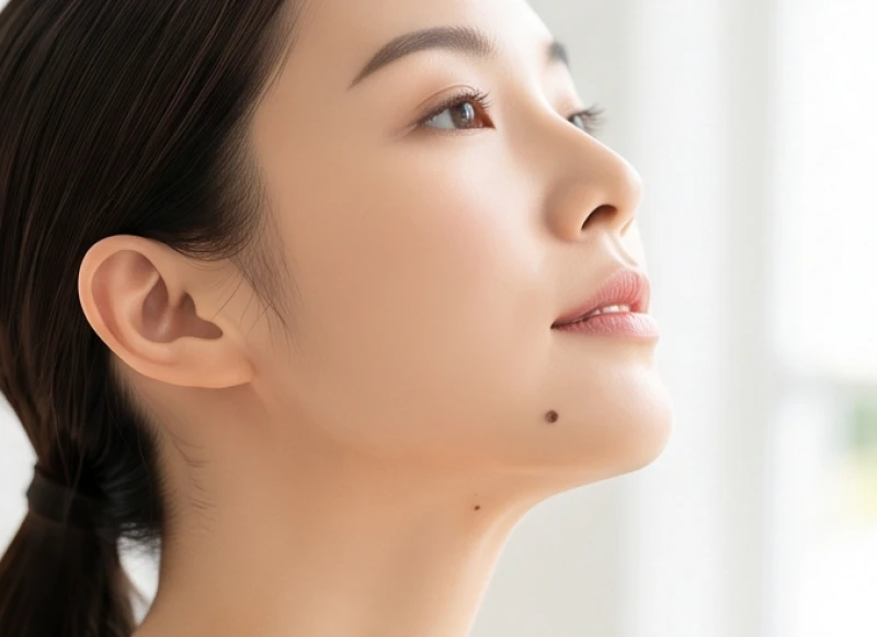 Nốt ruồi ở cằm nam và nữ: Ý nghĩa tướng số và lưu ý y khoa 5 Góc nghiêng khuôn mặt cho thấy nốt ruồi nằm ở khu vực nọng cằm dưới xương hàm