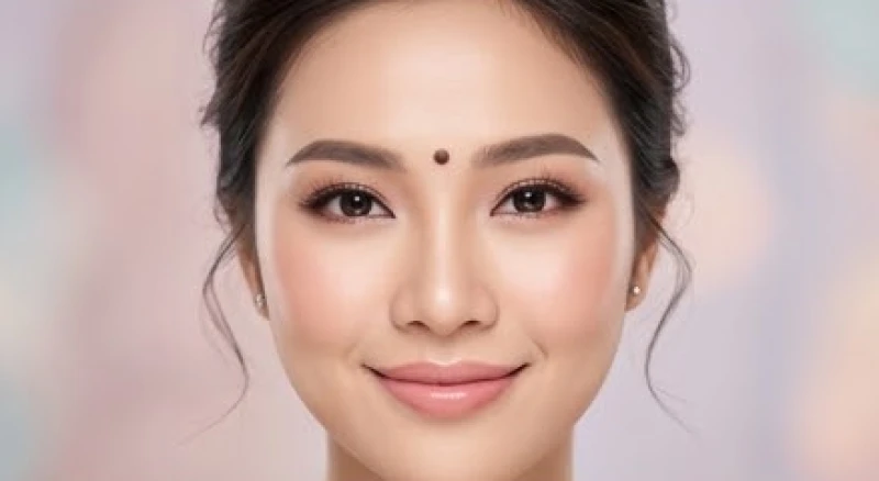 Khuôn mặt thanh tú của nữ giới có nốt ruồi tròn trịa mọc chính giữa hai lông mày