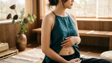 Hình ảnh cận cảnh nốt ruồi ở bụng của nữ giới giúp nhận diện dấu hiệu y khoa và phong thủy