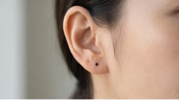 Cận cảnh dái tai dày dặn có nốt ruồi ở dái tai mang ý nghĩa phong thủy và sức khỏe