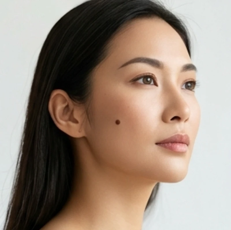 Người phụ nữ tự tin sở hữu nốt ruồi ở má gần tai phải biểu tượng cho tham vọng