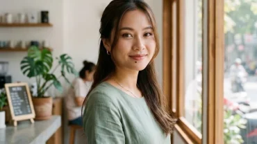 Chân dung cận cảnh làm nổi bật nét duyên dáng của nốt ruồi ở môi dưới phụ nữ Á Đông