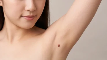 Nốt ruồi ở nách trái trên làn da sáng khỏe thể hiện ý nghĩa nhân tướng học và sức khỏe da liễu cần theo dõi