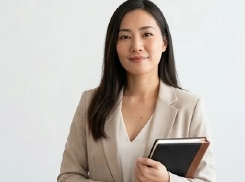 Nữ doanh nhân tự tin mỉm cười với nốt ruồi phú quý lộ rõ trên bầu ngực phải