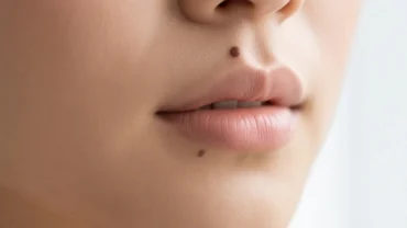 Cận cảnh khuôn mặt phụ nữ Á Đông có nốt ruồi ở nhân trung mang ý nghĩa phong thủy và tài lộc