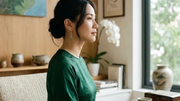 Góc chụp nghiêng tôn lên vẻ đẹp thanh tú và nốt ruồi ở tai trái nữ mang ý nghĩa may mắn trong phong thủy