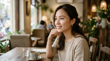 Cận cảnh khuôn mặt thanh tú của một phụ nữ Việt Nam có nốt ruồi ở thái dương