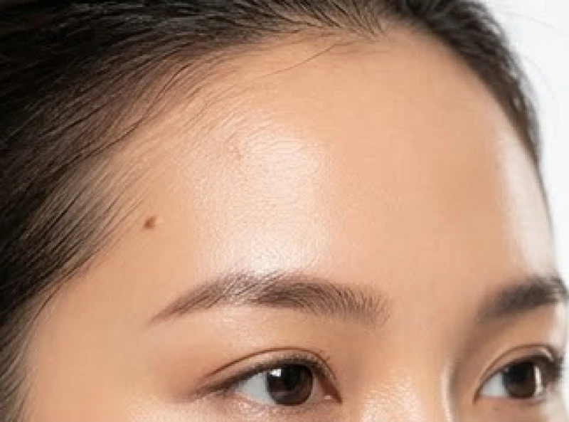 Vị trí nốt ruồi nằm sát đường chân tóc bên trái trên khuôn mặt của người phụ nữ
