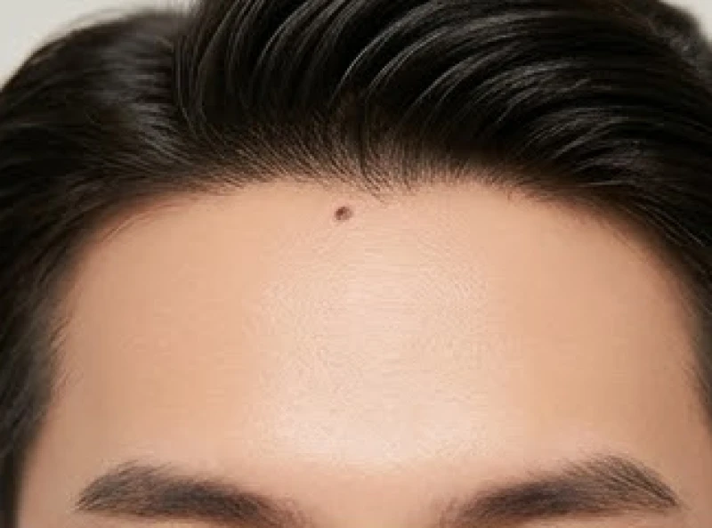 Nốt ruồi nhỏ mọc ngay sát viền mép chân tóc phía trước trán