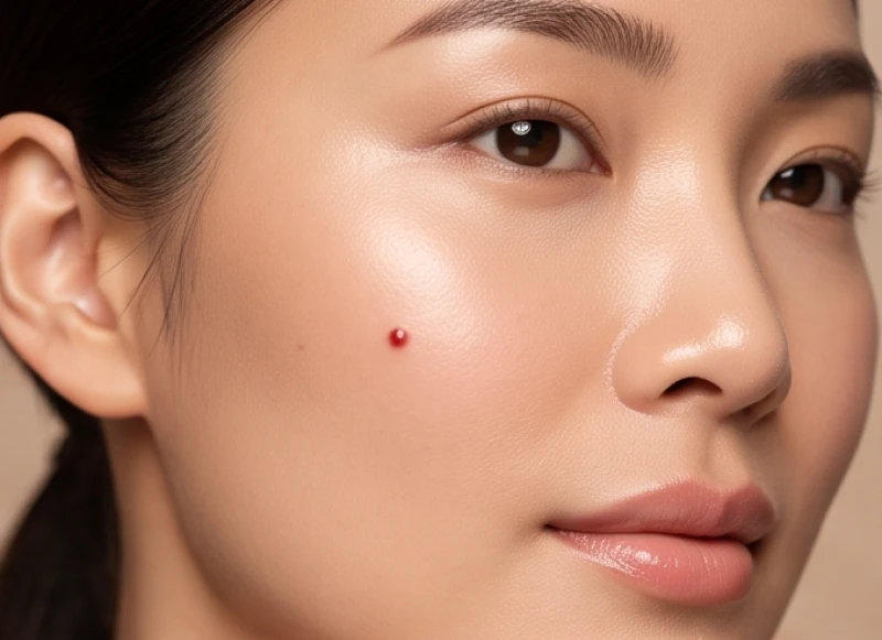 Nốt ruồi ở má: Ý nghĩa phong thủy, độ an toàn và chi phí tẩy 2 Cận cảnh một nốt ruồi son đỏ rực mọc duyên dáng trên gò má của người phụ nữ châu Á
