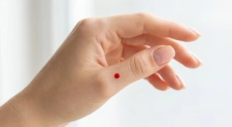 Nốt ruồi son màu đỏ tươi xuất hiện nổi bật trên nền da ngón tay cái