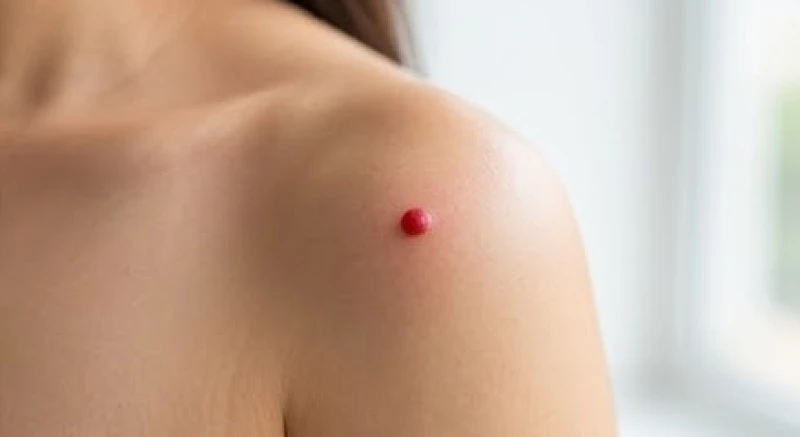 Nốt ruồi ở vai phải tốt hay xấu? Luận tướng số và giá tẩy laser 5 Nốt ruồi son màu đỏ tươi mọc nổi bật trên bờ vai phải của người phụ nữ mang lại năng lượng tích cực