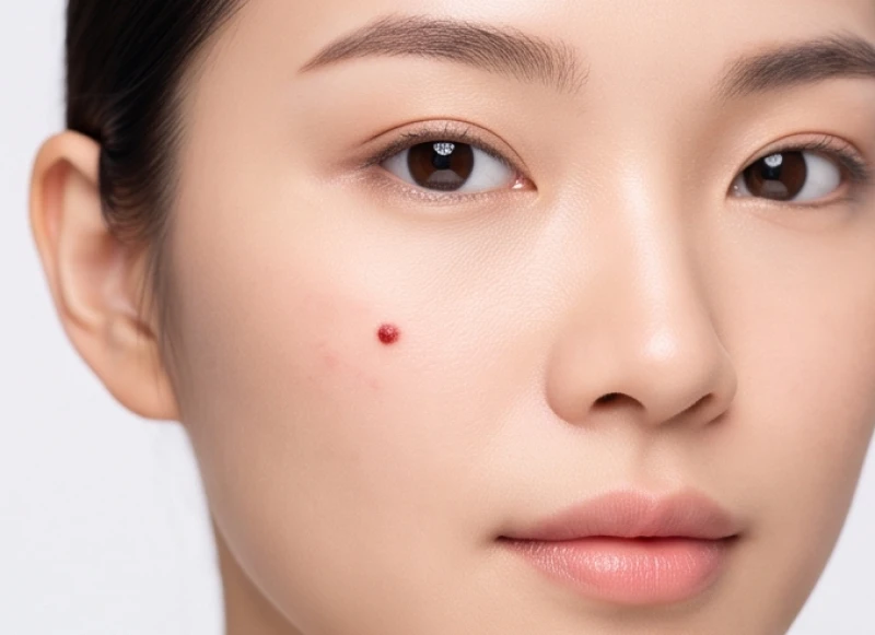 Nốt ruồi ở má trái: Luận giải tướng số và bảng giá tẩy an toàn 4 Vết nốt ruồi son màu đỏ nhạt nổi bật trên gò má trái của một người phụ nữ