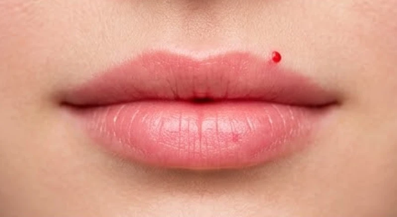 Dấu ấn nốt ruồi son đỏ rực rỡ nằm trên nền đôi môi hồng hào khỏe mạnh của phái đẹp