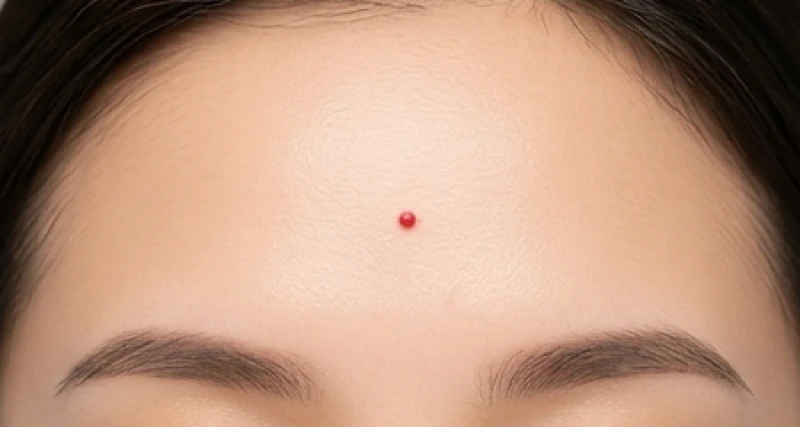Cung quan lộc trên khuôn mặt: Cách nhận diện và hóa giải tướng xấu 5 Nốt ruồi son nhỏ vượng khí nằm ngay chính giữa vầng trán láng mịn của một cô gái trẻ