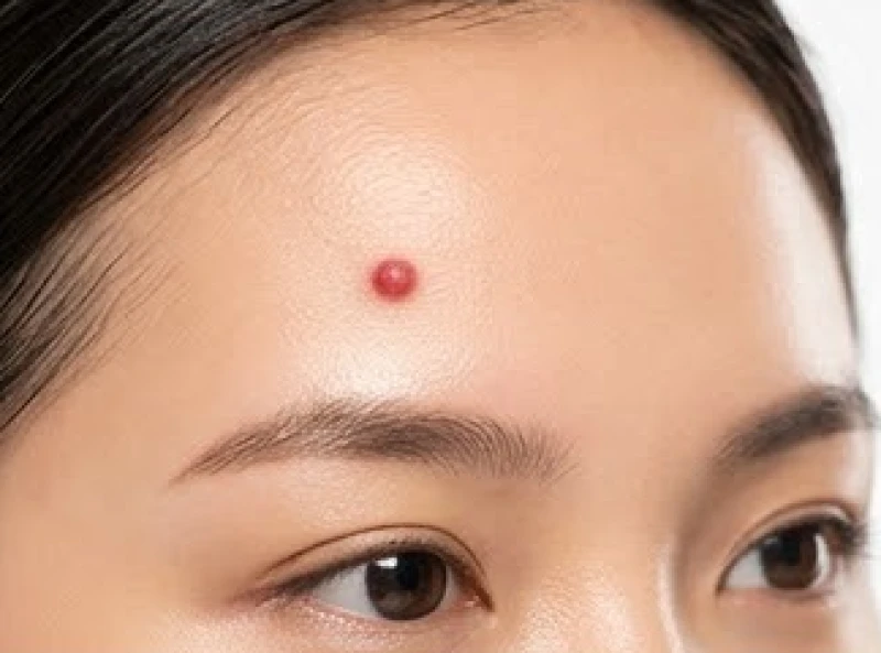 Nốt ruồi son màu đỏ hồng mang lại sinh khí và điểm nhấn may mắn trên vùng da trán