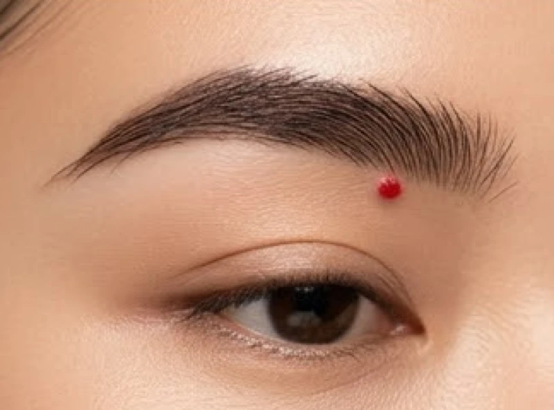 Đặc điểm nốt ruồi son đỏ rực rỡ ẩn giấu khéo léo bên trong hàng lông mày đen nhánh
