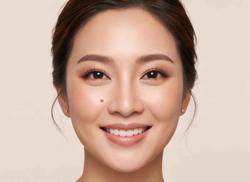 Nốt ruồi cạnh sống mũi: Ý nghĩa tướng số nam nữ & lưu ý thẩm mỹ 4 Phụ nữ trẻ mỉm cười tự tin với nốt ruồi duyên dáng nằm bên trái sống mũi