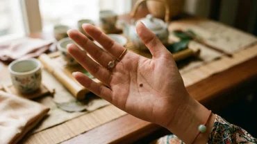 Hình ảnh chi tiết nốt ruồi trong lòng bàn tay phải nữ mang ý nghĩa phong thủy và y khoa