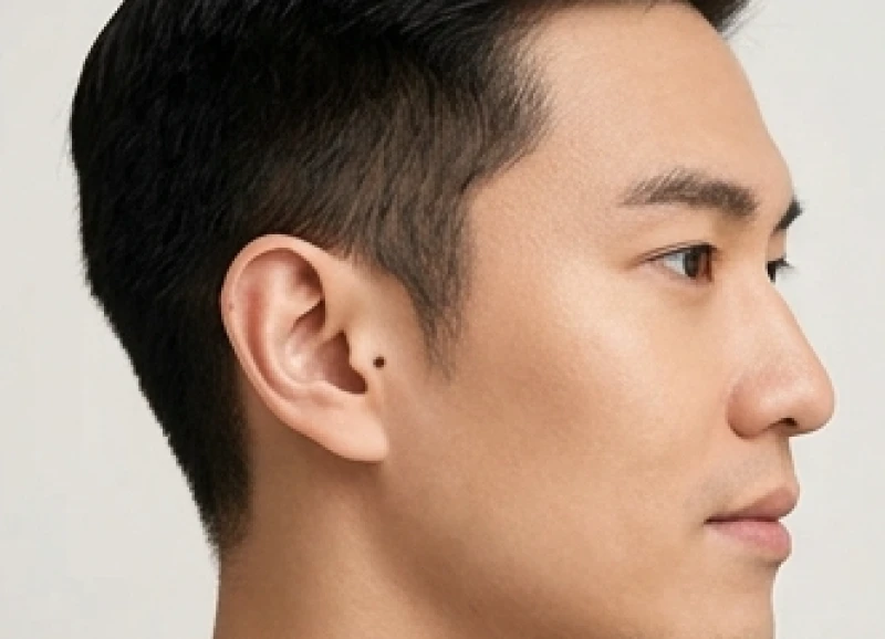 Nốt ruồi trong tai: Luận giải tướng số nam nữ và bảng giá tẩy 4 Khuôn mặt góc cạnh của nam giới với nốt ruồi tàng ẩn sâu trong lỗ tai phải