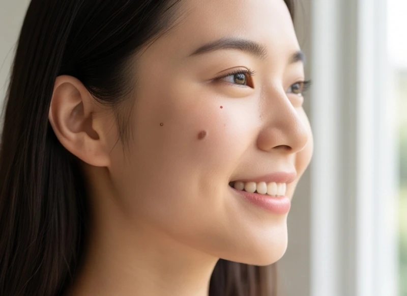 Nốt ruồi ở má: Ý nghĩa phong thủy, độ an toàn và chi phí tẩy 1 Gương mặt thanh tú của nữ giới để lộ rõ nốt ruồi nhỏ tự nhiên bên gò má phải dưới nắng nhẹ