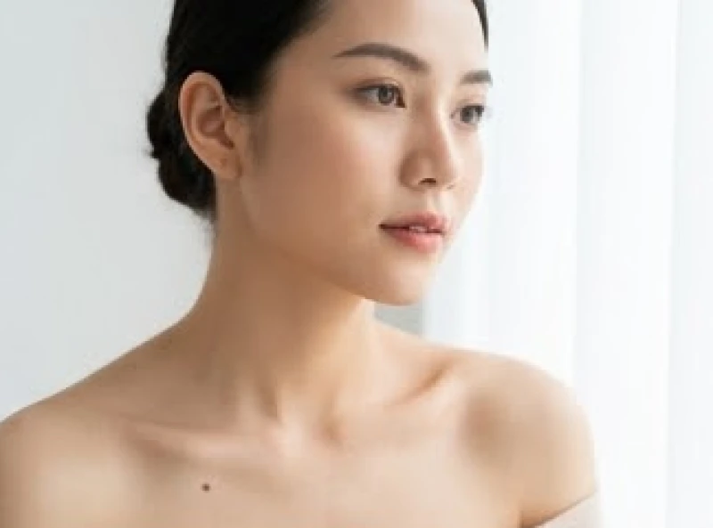 Nốt ruồi nhỏ xinh nằm ở phần xương đòn bên trái của người phụ nữ trẻ