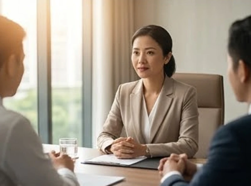 Nữ quản lý cấp cao điềm tĩnh điều hành cuộc họp nhằm tối ưu hóa hệ thống kiểm soát chất lượng