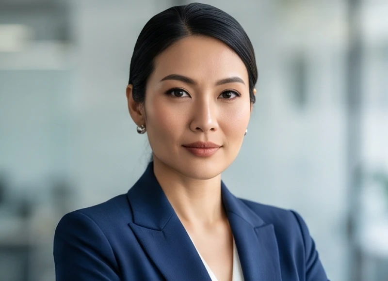 Nữ nhân viên văn phòng sở hữu gò má cao toát lên vẻ quyết đoán và tự tin