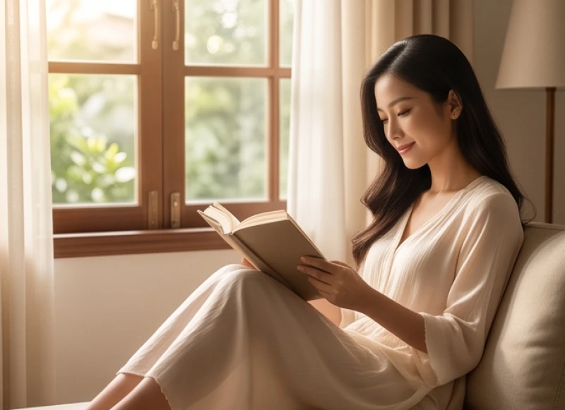 Tử vi trọn đời tuổi Giáp Tuất 1994 nữ mạng: Lộ trình & đại kỵ 3 Cô gái trẻ thư giãn đọc sách thể hiện sự trưởng thành và bình yên trong tâm hồn