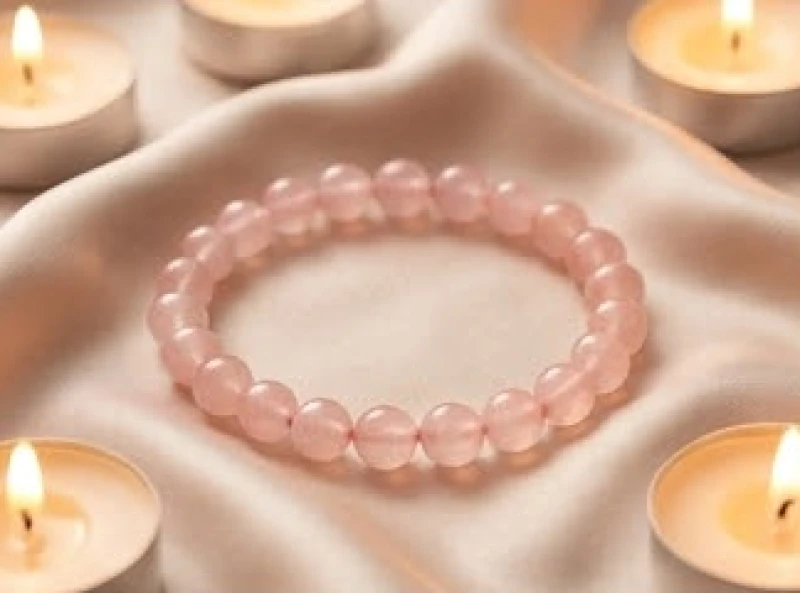 Vòng tay đá thạch anh hồng phong thủy mang ý nghĩa cân bằng cảm xúc và tình duyên