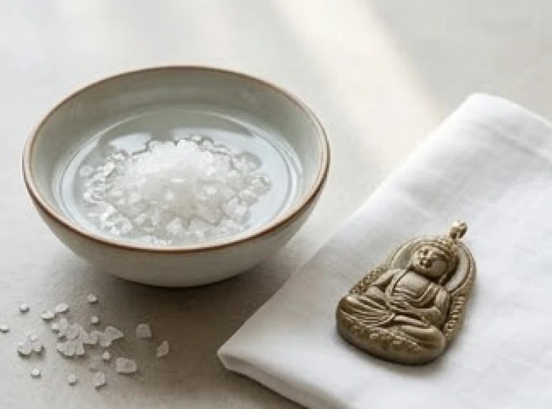 Bát nước sạch chứa nước lọc nguội, nước đun sôi và vài hạt muối tinh để bao sái