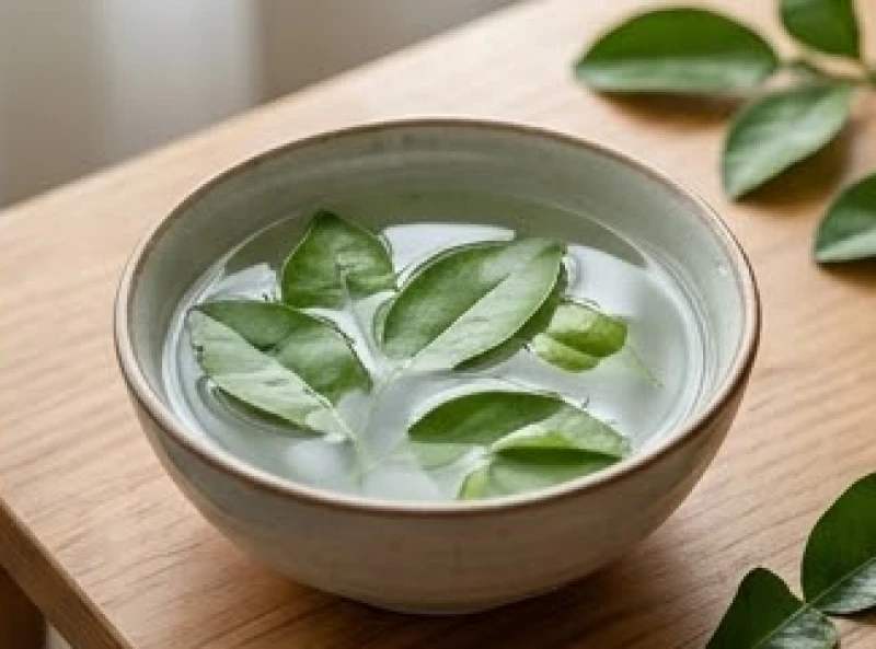Chiếc bát sứ chứa nước lá bưởi tươi dùng để làm sạch bề mặt mặt Phật phong thủy trước khi trì chú