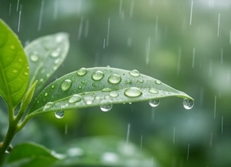 Những hạt mưa trong vắt đọng trên tán lá xanh biếc thể hiện nguồn sinh khí nuôi dưỡng tự nhiên của nạp âm