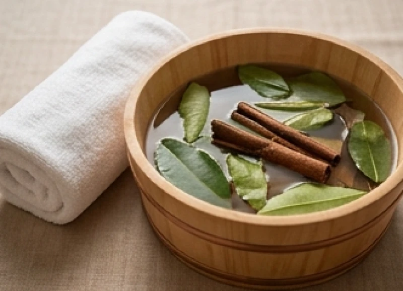 Chậu nước ngũ vị hương ấm nóng cùng khăn sạch dùng để bao sái bàn thờ Thần Tài
