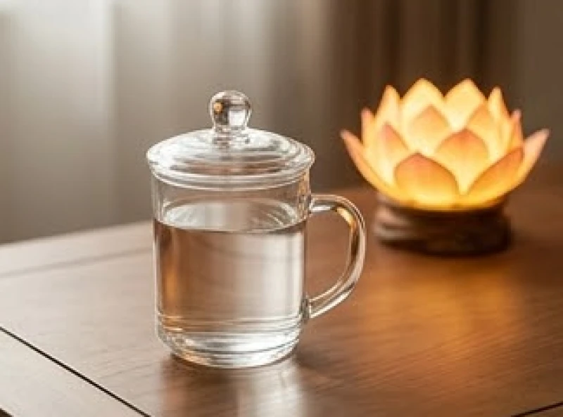 Văn khấn Phật tại gia mùng 1: Bài cúng và cách sắm lễ thanh tịnh 4 Ly nước lọc tinh khiết có nắp đậy trang nghiêm đặt cạnh đèn hoa sen điện