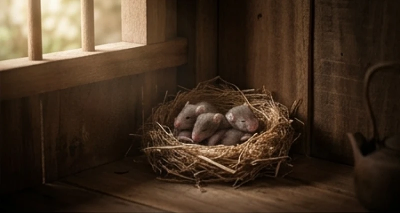 Ổ chuột con mới sinh nằm cuộn tròn mang ý nghĩa nảy nở tài lộc hoặc cảnh báo sự phá hoại
