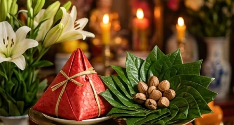 Phẩm oản đỏ và trầu têm cánh phượng được dâng lên ban Mẫu thể hiện lòng thành kính tinh tế