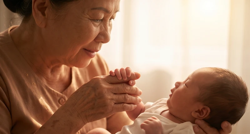 Luồng sinh khí từ ông bà có thể tạo thành vòng tròn bảo vệ em bé khỏi những xung sát từ bản mệnh cha mẹ