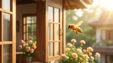 Chú ong vàng nhỏ bay lượn bên bệ cửa sổ đầy nắng đón luồng sinh khí mới khi ong bay vào nhà là điềm gì