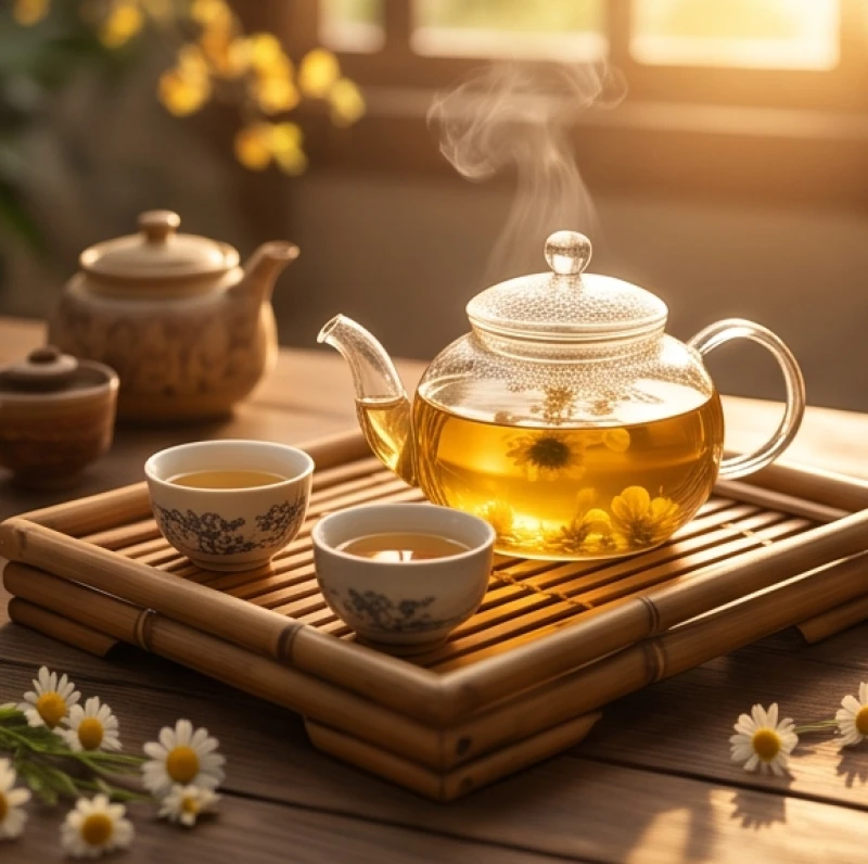 Tử vi tuổi Quý Hợi 1983 năm 2027: Sao hạn, bài khấn và dòng tiền 5 Ấm trà thảo mộc hoa cúc nóng hổi tỏa khói nhẹ trên chiếc khay tre mộc mạc