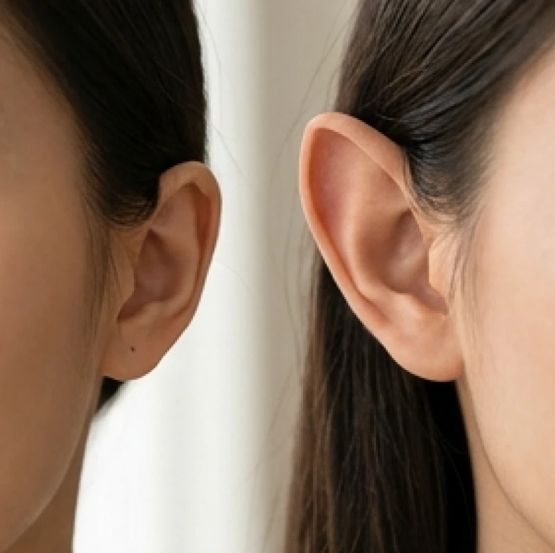 Xem tướng tai đoán vận mệnh: Cách phân biệt và hóa giải 6 Cận cảnh hai dáng tai khác biệt gồm một loại nhỏ mỏng hẹp hai đầu và một loại to nhọn vểnh ra trước
