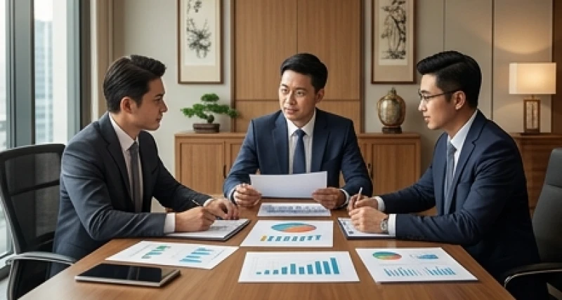 Tam hợp tuổi Thìn: Đánh giá ngũ hành và hóa giải Tam tai 6 Ba cộng sự đang ngồi bàn bạc tại văn phòng chuyên nghiệp nhằm thống nhất định hướng chiến lược